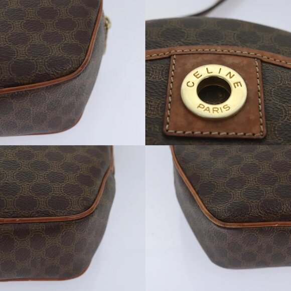 CELINE Macadam Canvas Shoulder Bag PVC Leather Brown Gold Auth 93827 - Picture 15 of 15